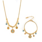 Blue turquoise round plate jewelry set
