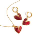 Red Oil Drop Heart Jewelry Set